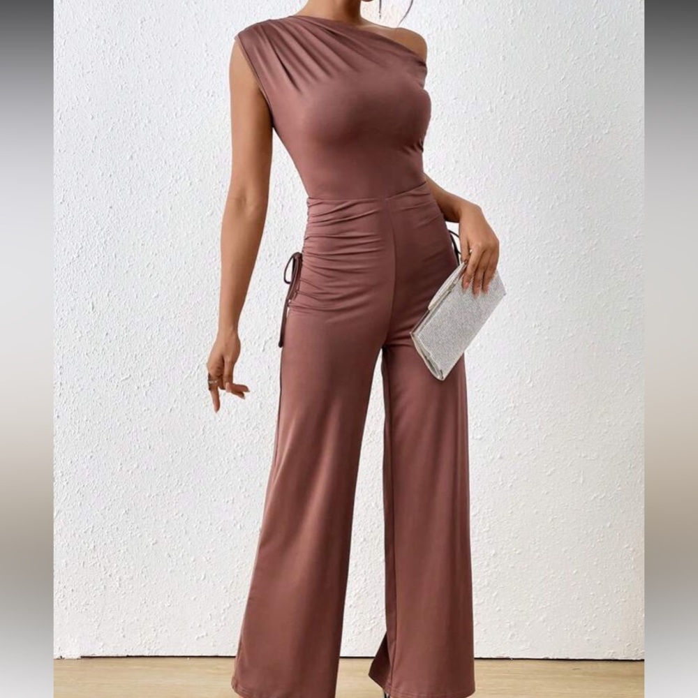 SHEIN Brown Wide Leg Pants High Waisted